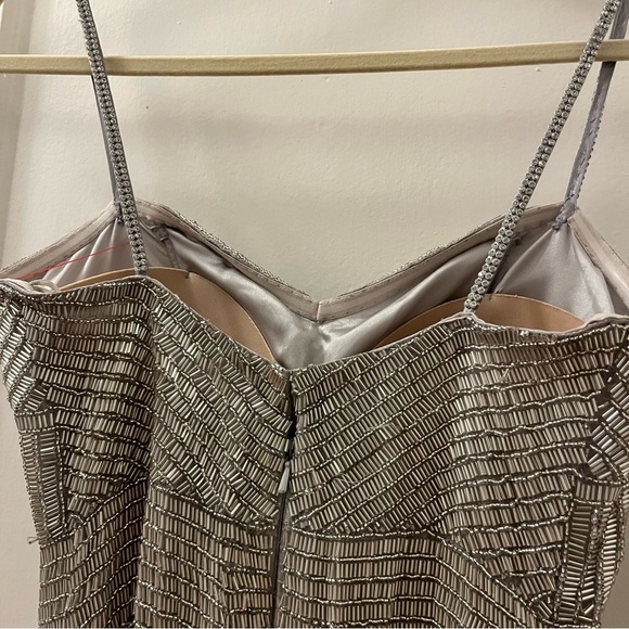 Alyce Paris Silver Fringe Mini Dress - Picture 3 of 10